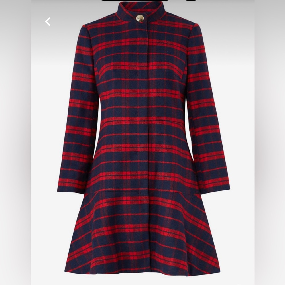 Draper James Fit and Flair Plaid Coat EUC 14